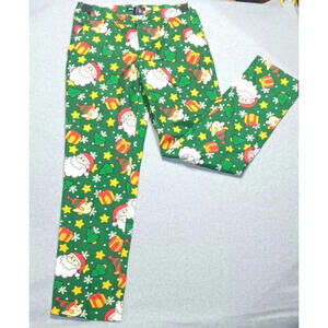 Suitmeister Christmas Slacks Dress Pants Mens Size S 34-36 Green Santa Holiday